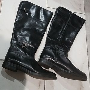 Black wide calf boot